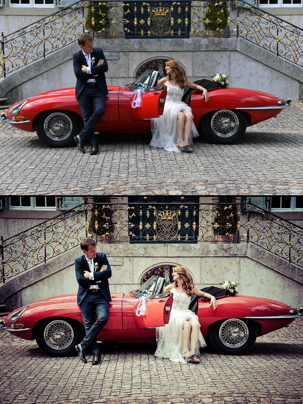 Empfehlung des Hochzeitsfotograf, der Glamour Look - Vergleich Vorher / Nachher